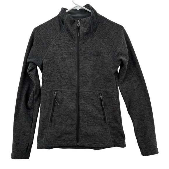 North Face Jacket Womens XS Gray Full Zip Fleece Stretch Midlayer Outdoor Hiking - Picture 1 of 8